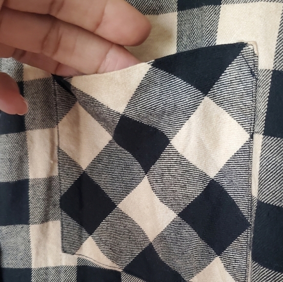 F21 Cotton Flannel Buffalo Plaid Longline Shacket Shirt Jacket - Picture 5 of 11
